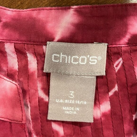 Chicos Tie-Dye Pintick Peasant Blouse size 16-18. - Picture 6 of 9